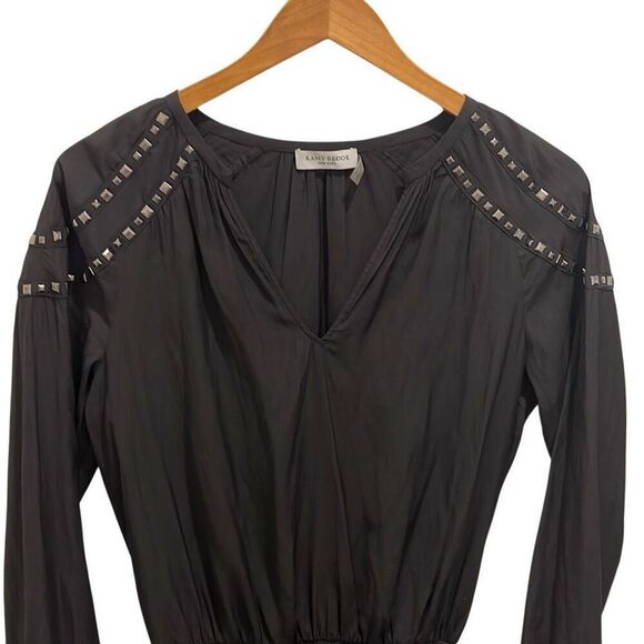 Ramy Brook Studded Detail Elastic Waist Mini Dress Black Size XS - Picture 2 of 11